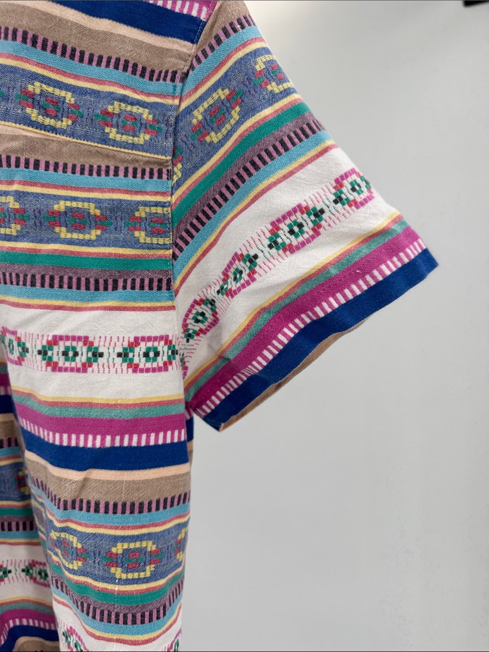 Cabin Creek Striped Multi-Color Cotton Top M vintage button up short sleeve - Picture 5 of 10
